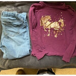 The Children's Place Plum Long-Sleeve Tee with Gold Unicorn